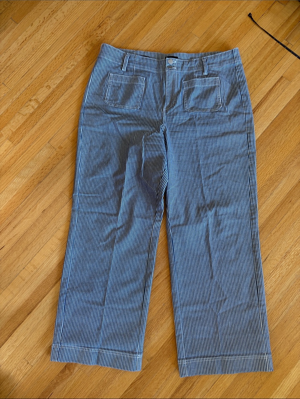 Talbots Blue and White Pinstripe Wide-Leg Jeans